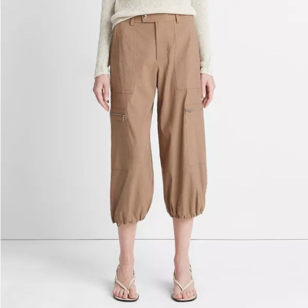 Vince Low-Rise Cropped Parachute Pant Shale Tan Brown Business Casual Women’s 6